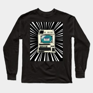 Retro Computer (white print) Long Sleeve T-Shirt